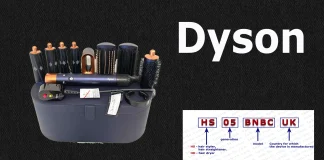Dyson-hiustenhoitolaitteen mallinumeron selitys