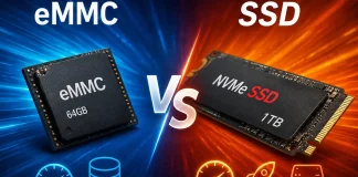 eMMC- ja SSD-tallennustilan ero